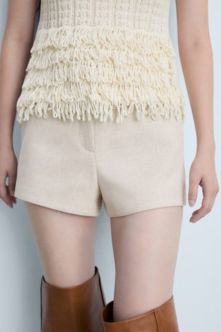 Short coton lin droit - Beige