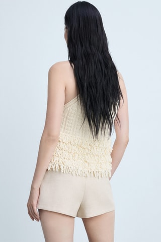 Short coton lin droit - Beige