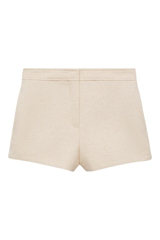 Short coton lin droit - Beige