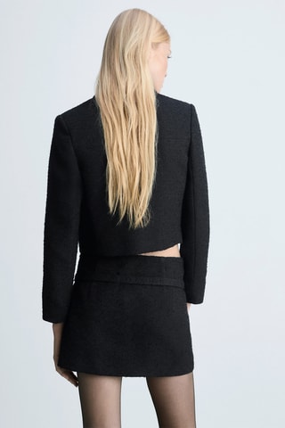 Mini-jupe en tweed avec ceinture - Noir