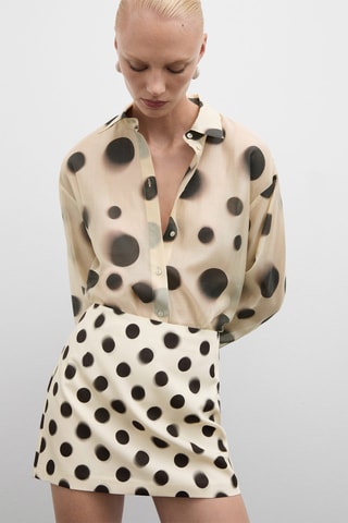 Minijupe satinée pois - Beige