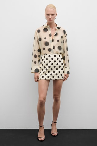 Minijupe satinée pois - Beige