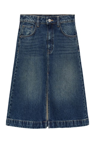 Jupe midi en jean - Bleu