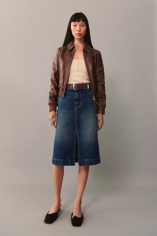 Jupe midi en jean - Bleu