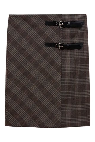 Jupe carreaux ceinture double - Anthracite
