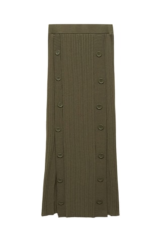 Jupe maille boutons - Kaki