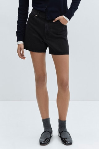 Short jean taille haute - Noir