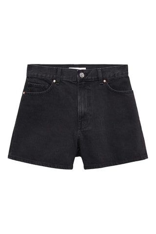 Short jean taille haute - Noir