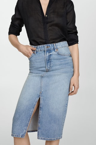 Jupe midi en jean - Bleu