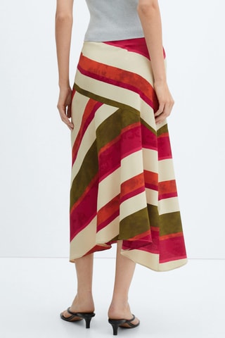 Jupe satinée rayures - Beige et rouge