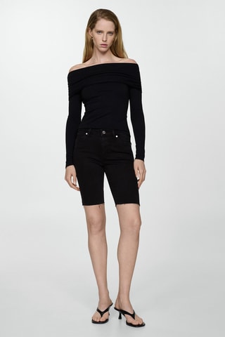 Bermuda en jean slim fit - Noir