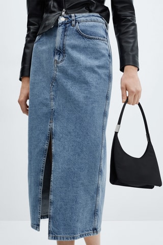 Jupe midi en jean - Bleu