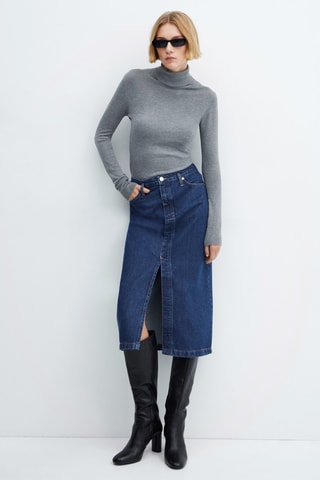 Jupe midi en jean - Bleu