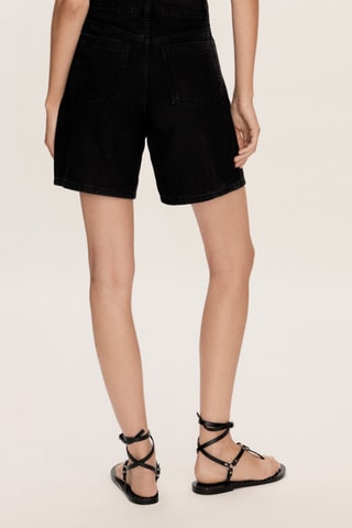 Short en jean droit - Noir