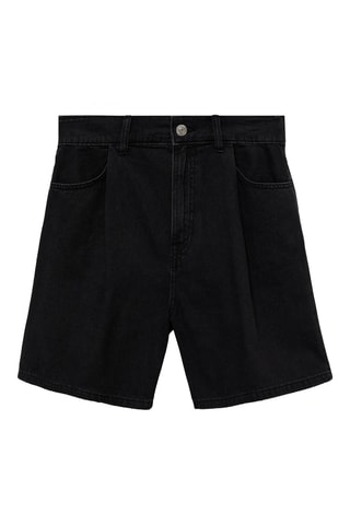 Short en jean droit - Noir