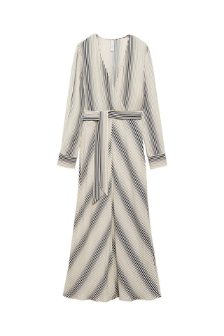 Robe en imprimé rayures nœud - Beige