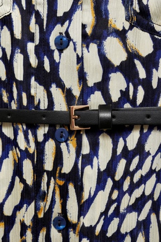 Robe satinée imprimée - Bleu et blanc