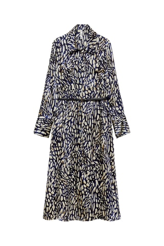 Robe satinée imprimée - Bleu et blanc