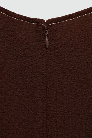 Robe midi coutures décoratives - Marron