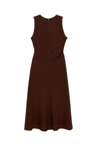 Robe midi coutures décoratives - Marron