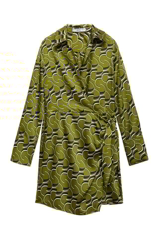 Robe satinée imprimée - Vert et noir