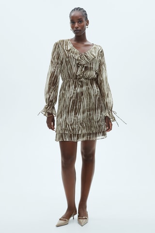 Robe courte imprimée volants - Vert