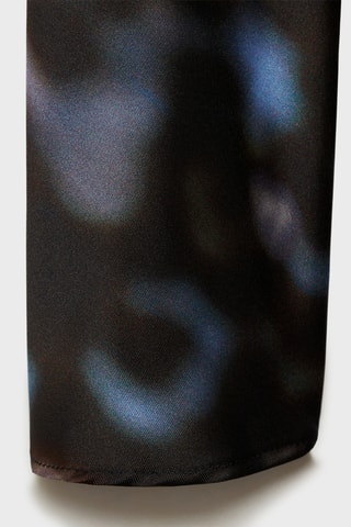 Robe satinée drapée imprimée - Bleu