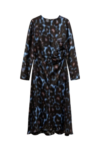 Robe satinée drapée imprimée - Bleu