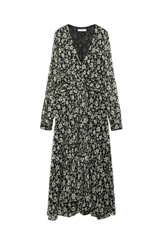 Robe en gaze à fleurs - Noir et vert