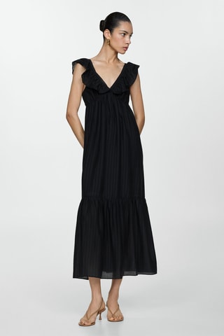 Robe texturée volants - Noir
