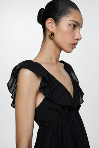 Robe texturée volants - Noir