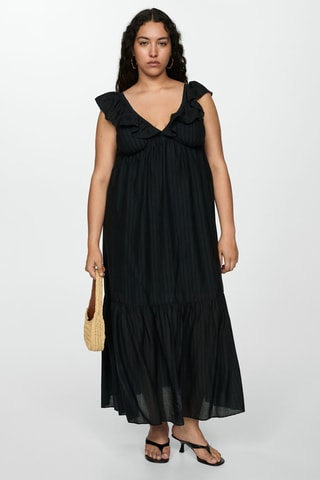 Robe texturée volants - Noir