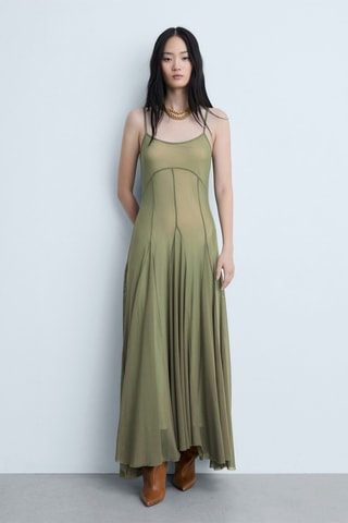 Robe asymétrique tulle coutures - Vert
