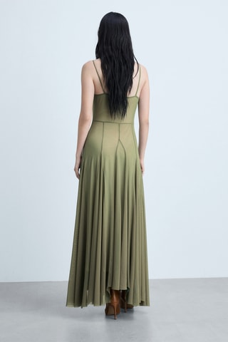 Robe asymétrique tulle coutures - Vert