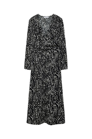 Robe imprimée manches bouffantes - Noir