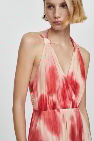 Robe plissée imprimée - Corail