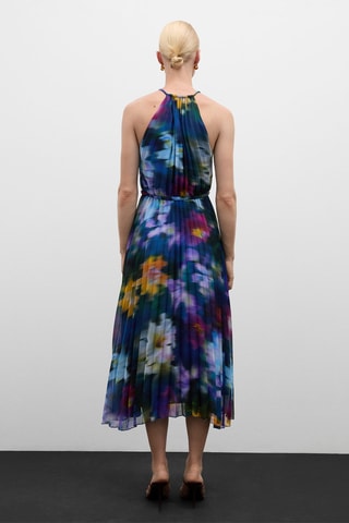 Robe plissée imprimée - Bleu et violet