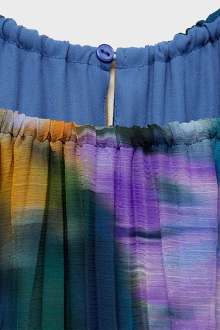 Robe plissée imprimée - Bleu et violet