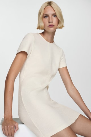 Robe courte tweed - Écru