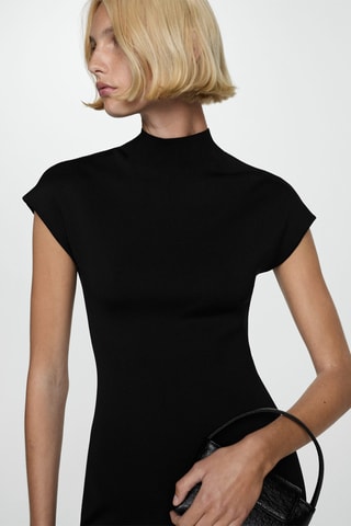Robe maille col montant - Noir