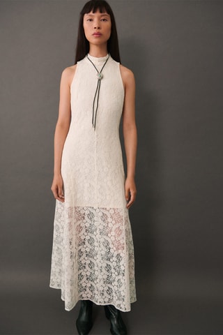 Robe longue dentelle - Écru