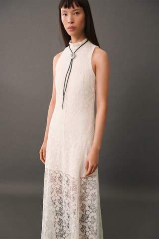 Robe longue dentelle - Écru