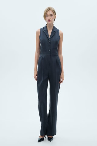 Combi-pantalon à rayures tennis - Bleu marine