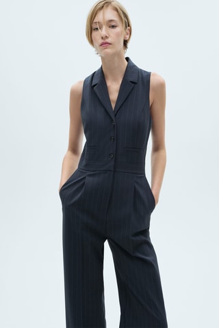 Combi-pantalon à rayures tennis - Bleu marine