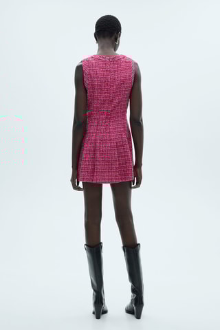 Robe évasée tweed - Fuchsia