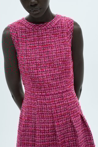 Robe évasée tweed - Fuchsia