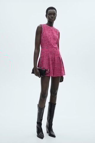 Robe évasée tweed - Fuchsia