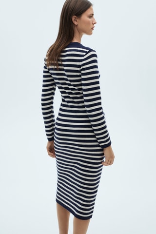 Robe en maille à rayures - Bleu