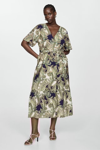 Robe imprimée à nœud - Vert et bleu