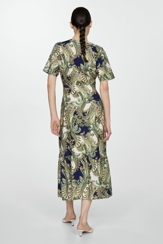 Robe imprimée à nœud - Vert et bleu
